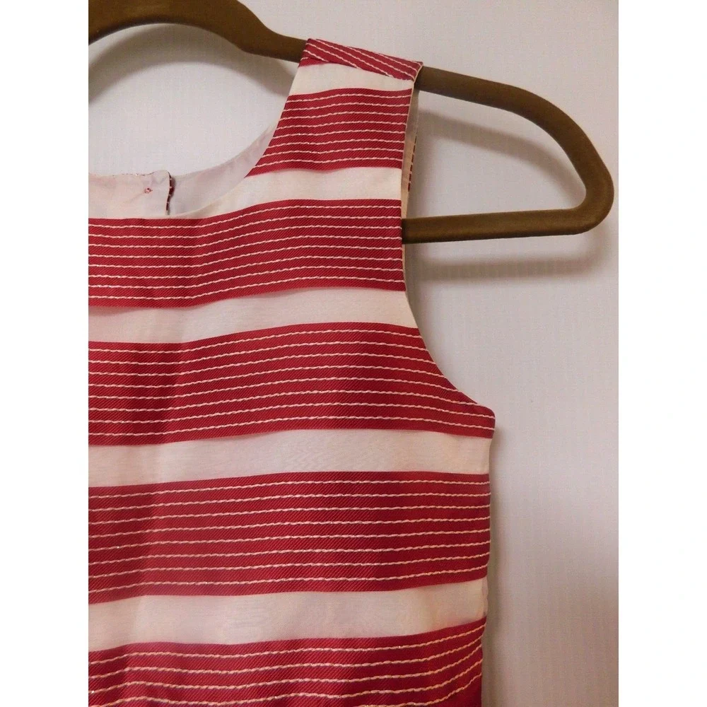 Jona Michelle Girls Size 10  Cranberry and White Striped Dress‎ Bow in front